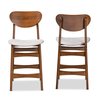 Baxton Studio Katya Mid-Century Modern Grey Fabric and Walnut Brown Finished Wood 2-Piece Counter Stool Set 183-11638-Zoro